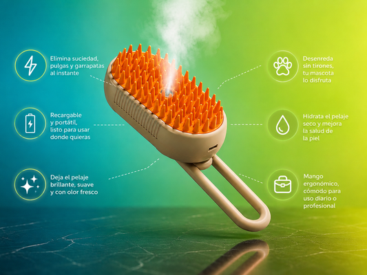 Cepillo Vaporizador Recargable Para Mascotas