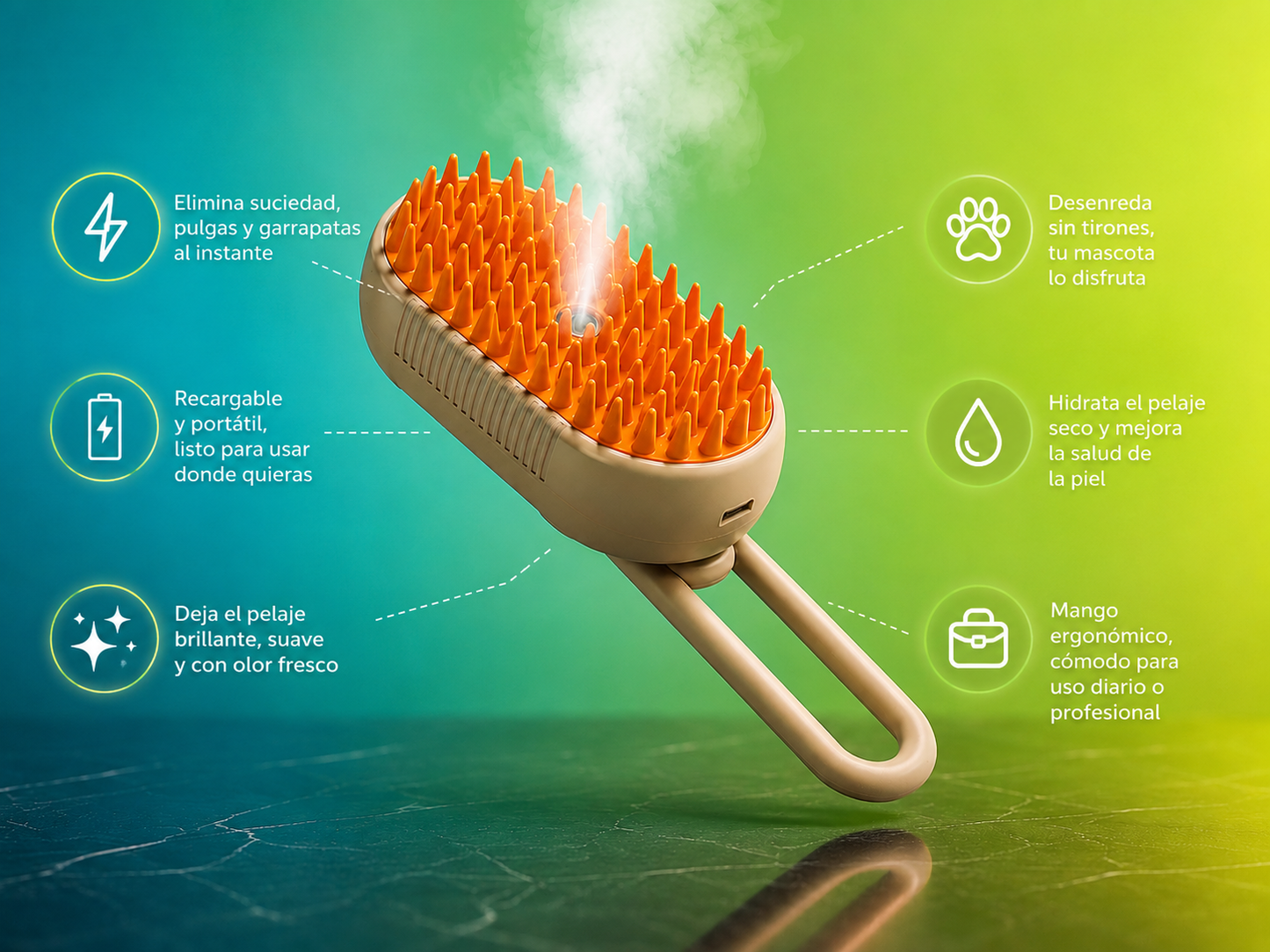 Cepillo Vaporizador Recargable Para Mascotas