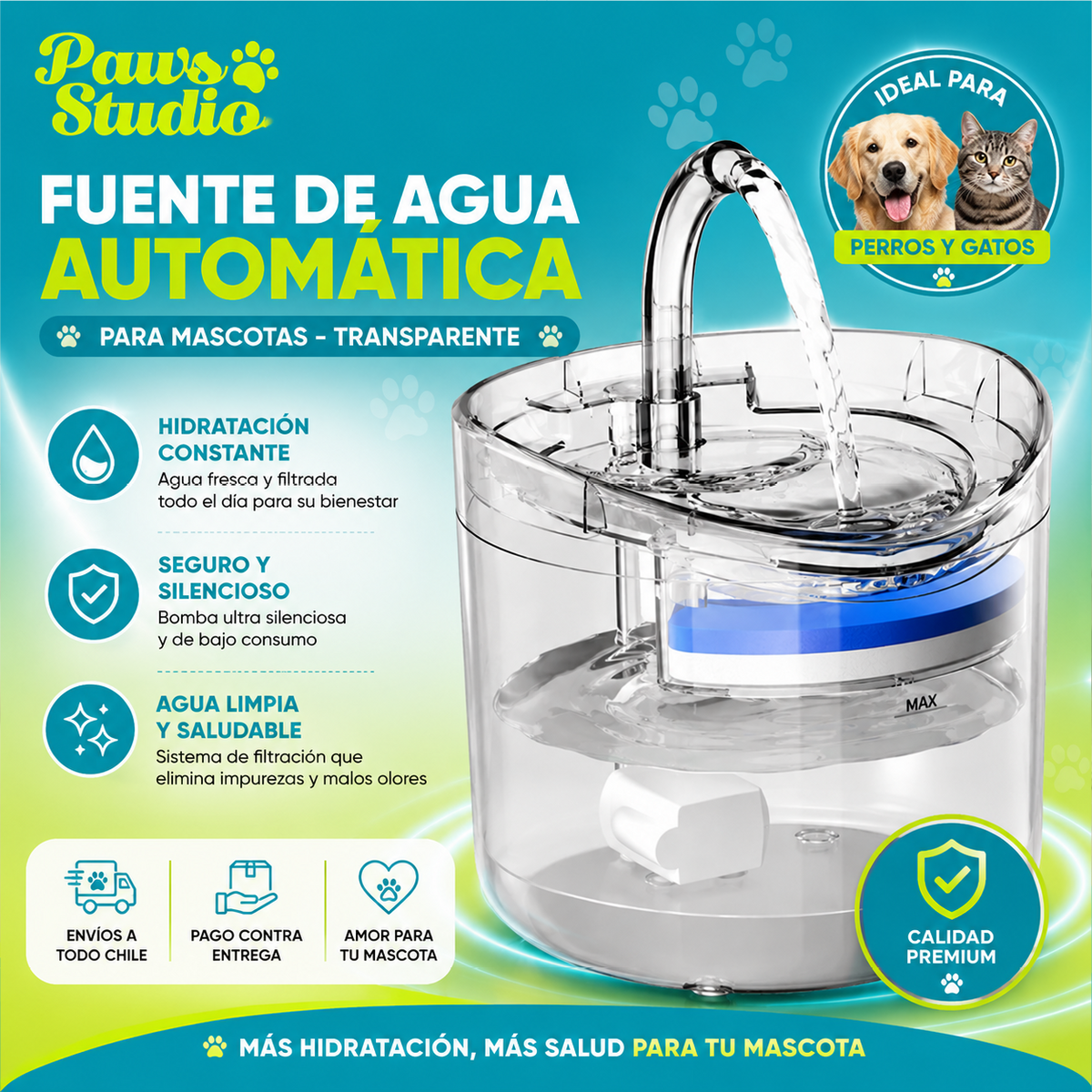 Fuente de Agua Automática para Mascotas